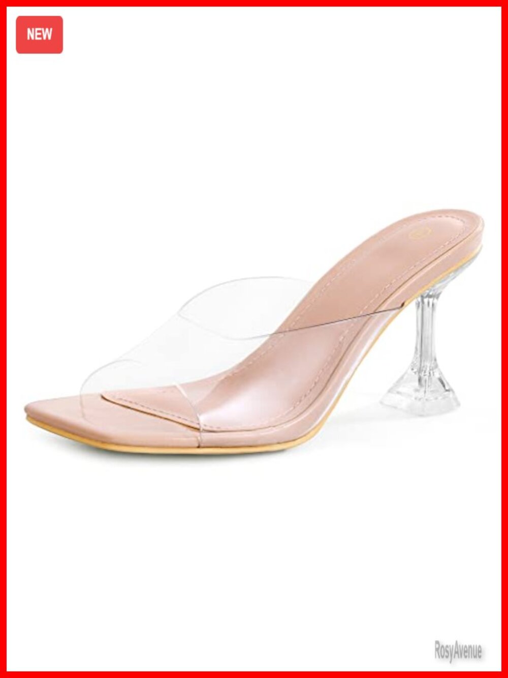 Clear Heeled Sandals Square Toe Slip On Mules TPU Transparent